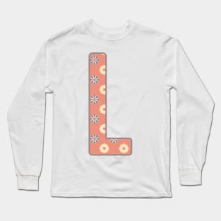 MONOGRAM LETTER L PINK FLORAL TYPOGRAPHY DESIGN Long Sleeve T-Shirt